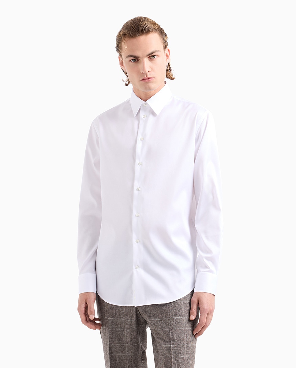 Camisa Clássica Regular Fit em Algodão com Elastano (Non Iron) Branco-1