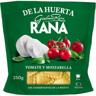 pasta fresca ravioli al huevo relleno con tomate y mozzarella 2 raciones envase 250 g - Giovanni Rana