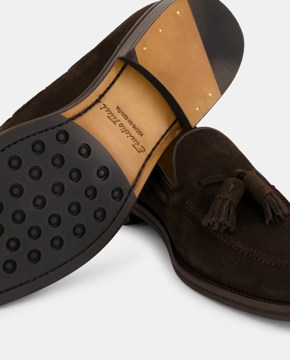 Mocassins com Detalhe de Borlas e em Pele Castanho-escuro-5