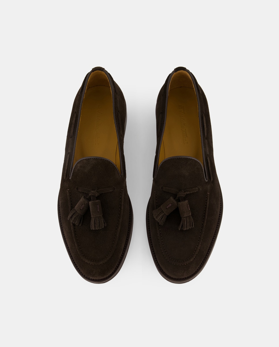 Mocassins com Detalhe de Borlas e em Pele Castanho-escuro-4