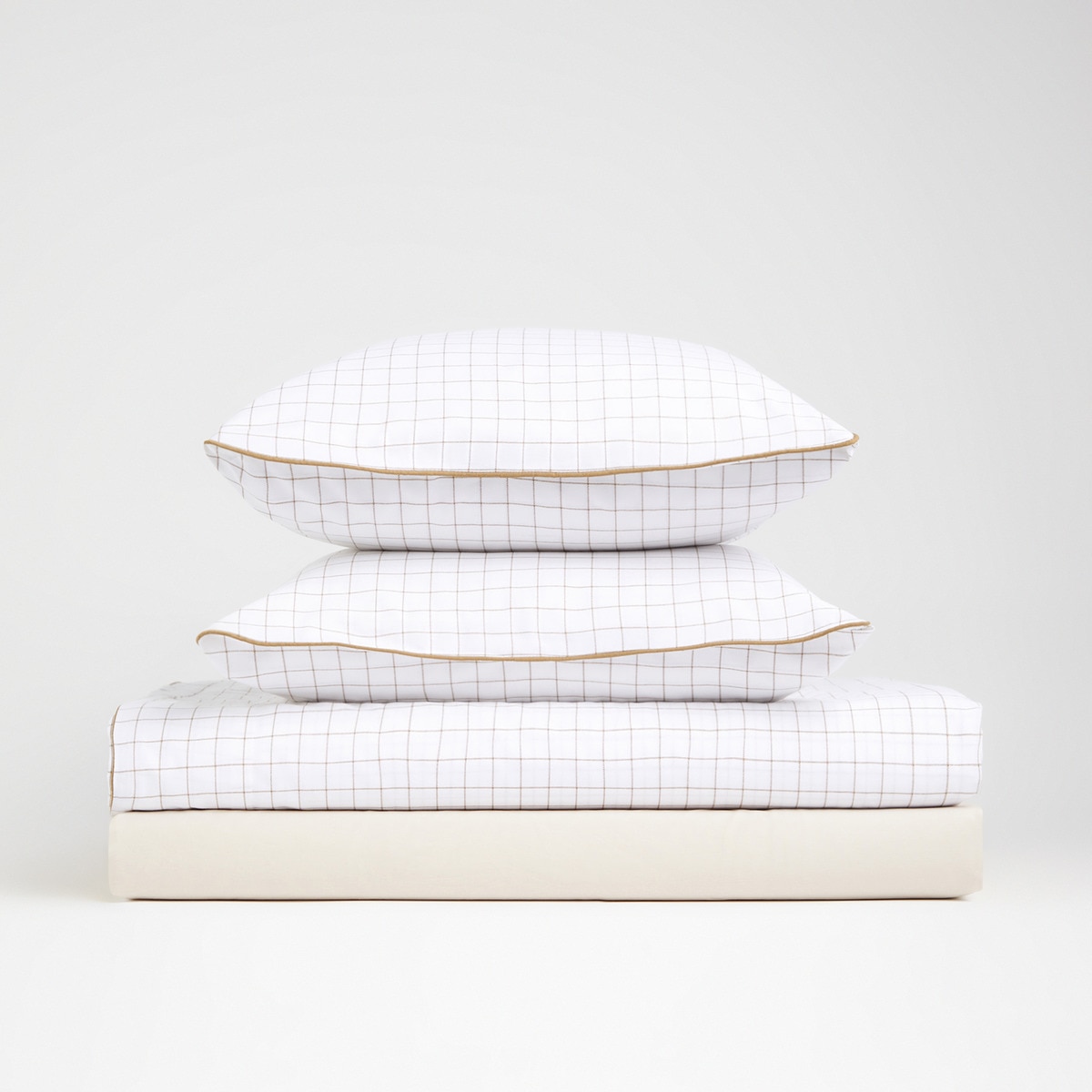Conjunto de Lençóis com Lençol Ajustável Squares Basics Bege-5