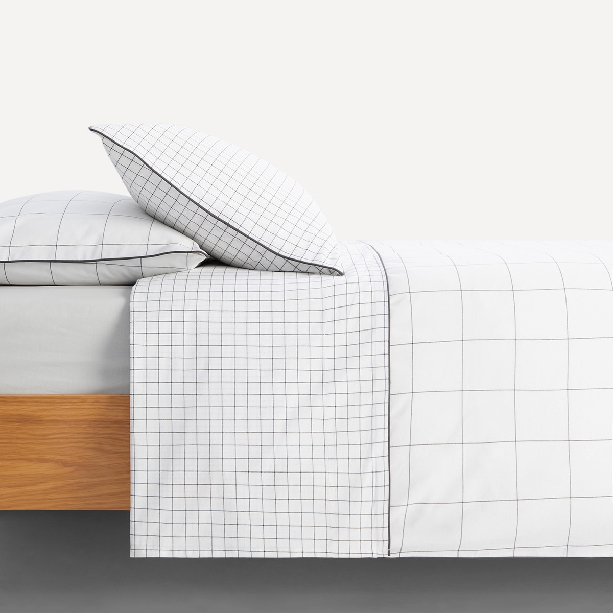 Juego de sábanas con bajera algodón Squares Basics El Corte Inglés Gris-1