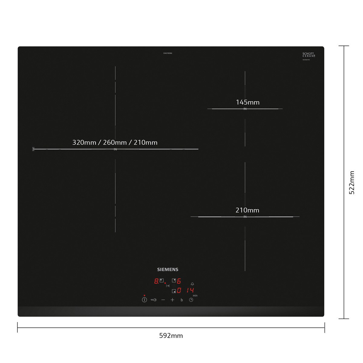 Placas de inducción Siemens zonas de cocción EH631BDB6E