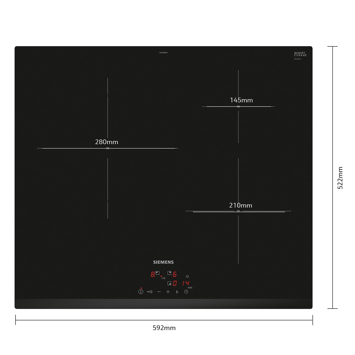 Placas de inducción Siemens 3 zonas de cocción - EU63KBJB5E Negro-2