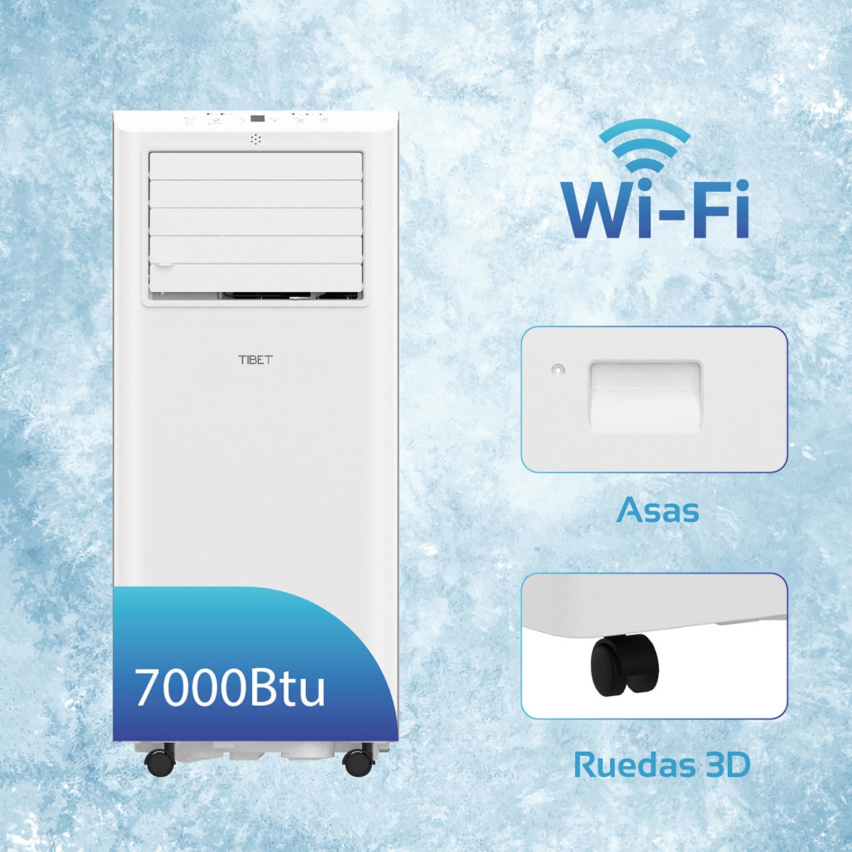 Aire Acondicionado portátil Fácula wifi con 1.750 Frig/h - 7000BTU Blanco-5