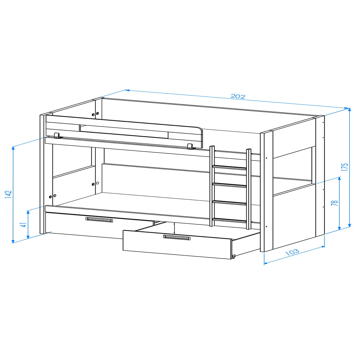 Beliche com 2 gavetas Mio Canela/Branco-2