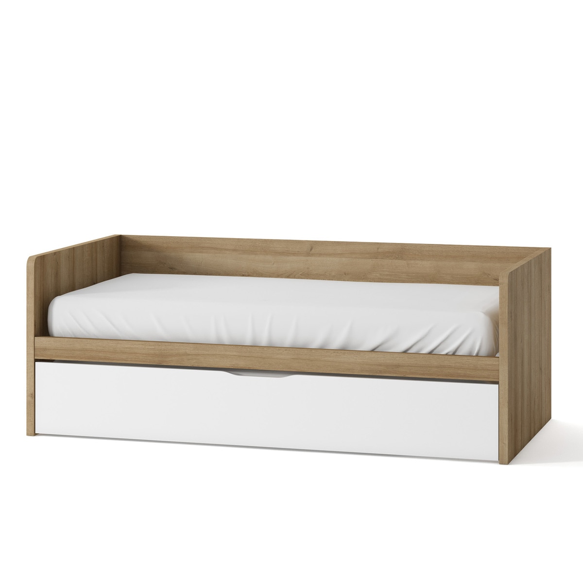 Cama com 1 gaveta e encosto alto Mio Canela/Branco-1