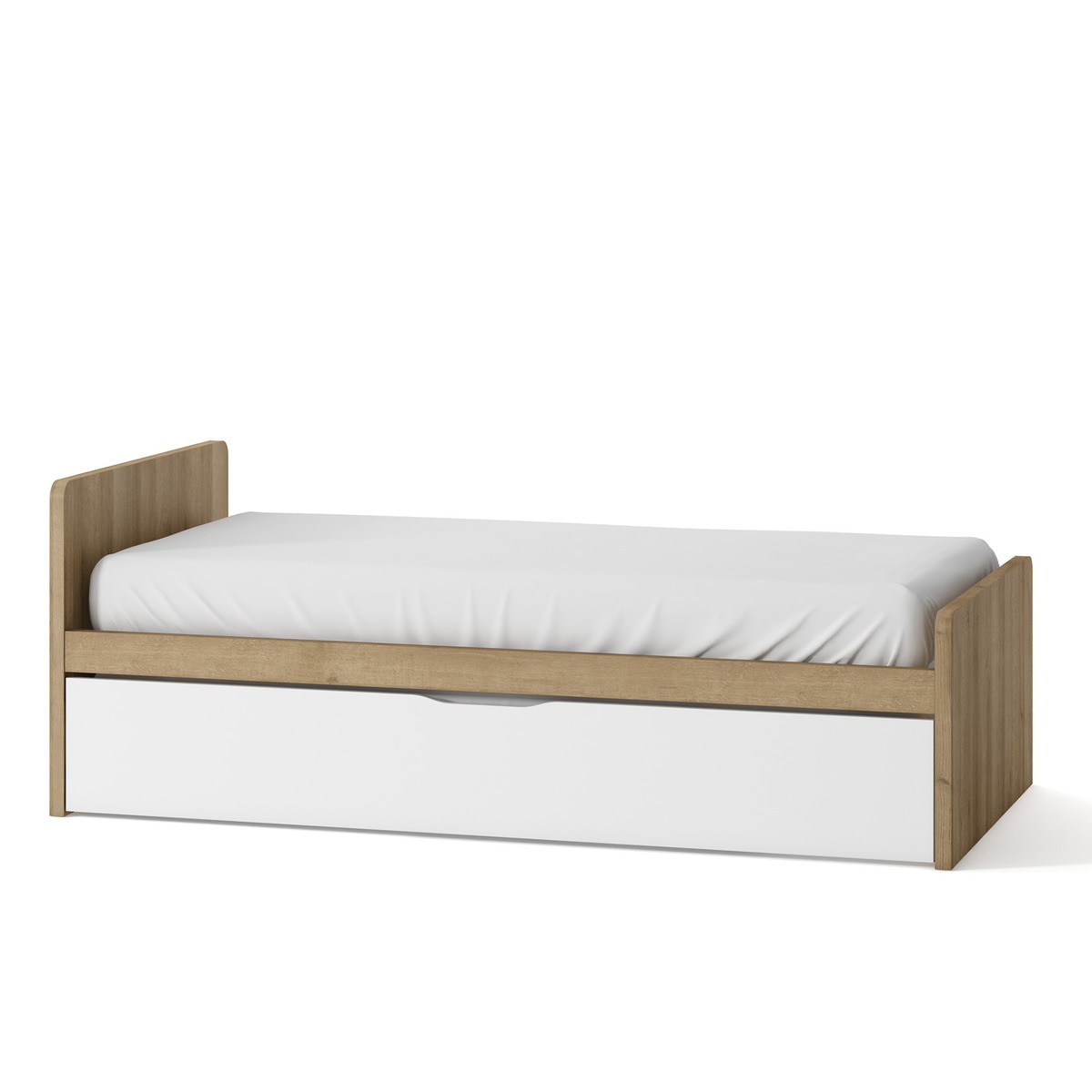 Cama com 1 gaveta e cabeceira esquerda alta Mio Canela/Branco-1