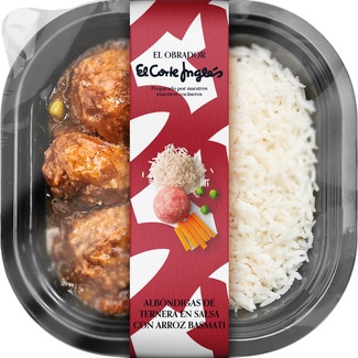 albóndigas de ternera en salsa con arroz basmati envase 300 g - El Obrador El Corte Ingles