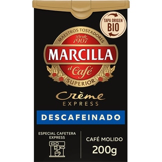 café descafeinado molido mezcla Creme Express paquete 200 g - Marcilla