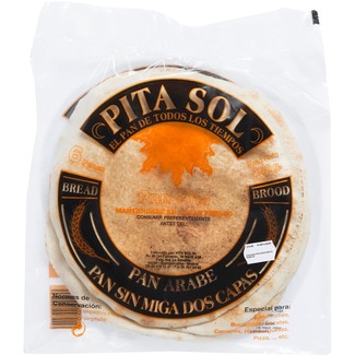 pan árabe sin miga dos capas 6 unidades bolsa 360 g - Pita Sol