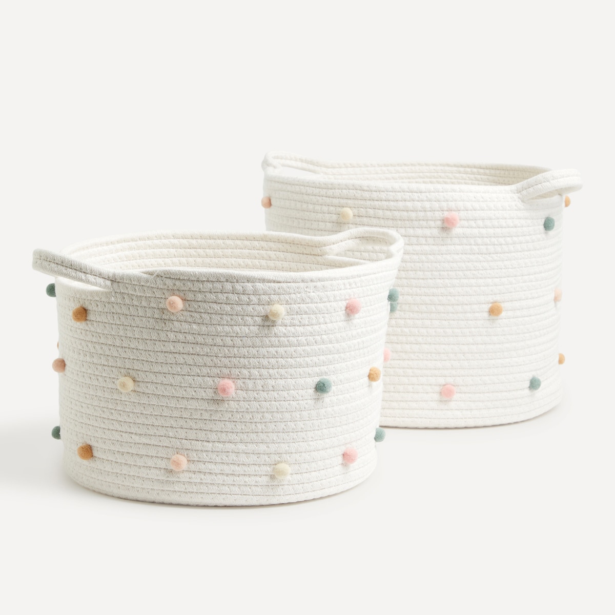 Cesto Organizador em Corda de Algodão Pompons Mini Home Natural-4