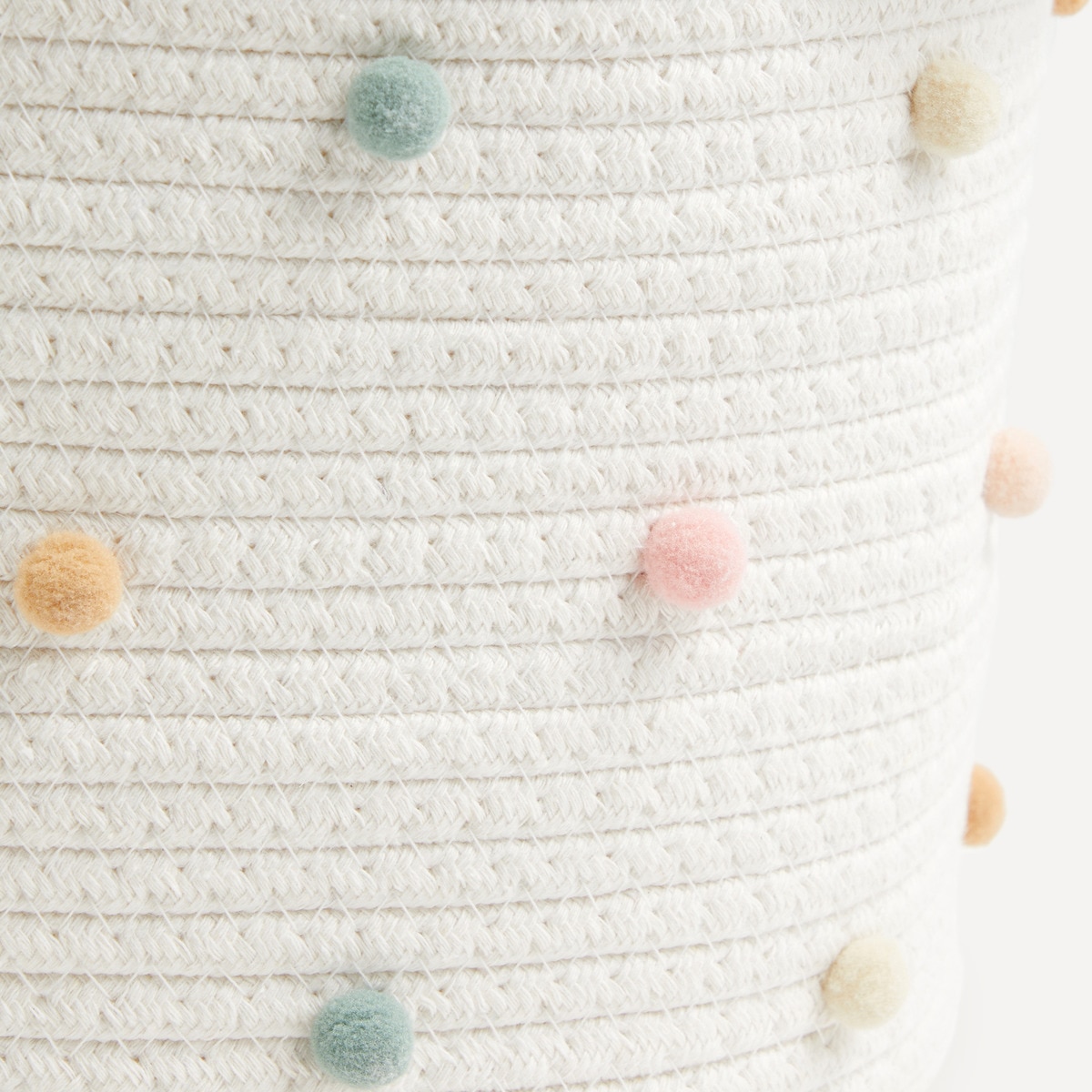 Cesto Organizador em Corda de Algodão Pompons Mini Home Natural-3