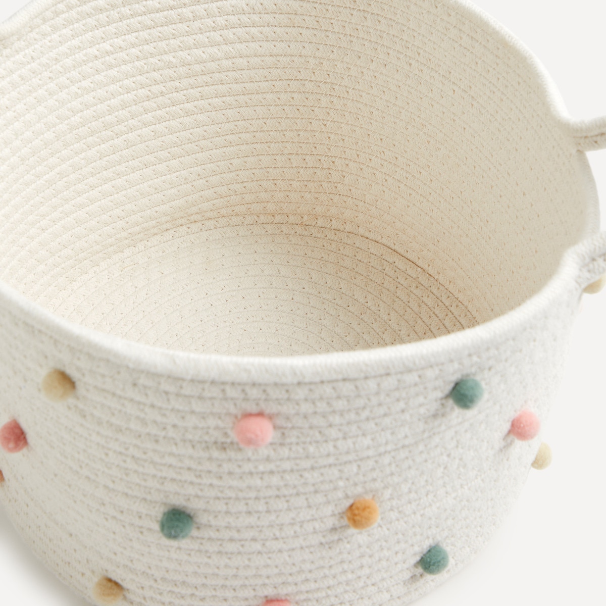 Cesto Organizador em Corda de Algodão Pompons Mini Home Natural-2