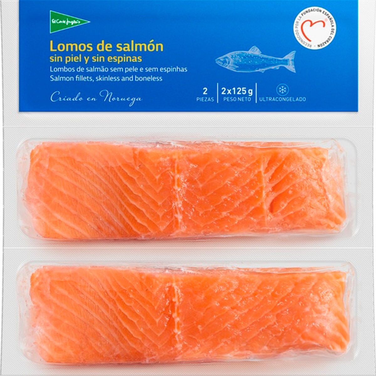 Lombos de Salmão sem pele e sem Espinhas embalagem 250 g