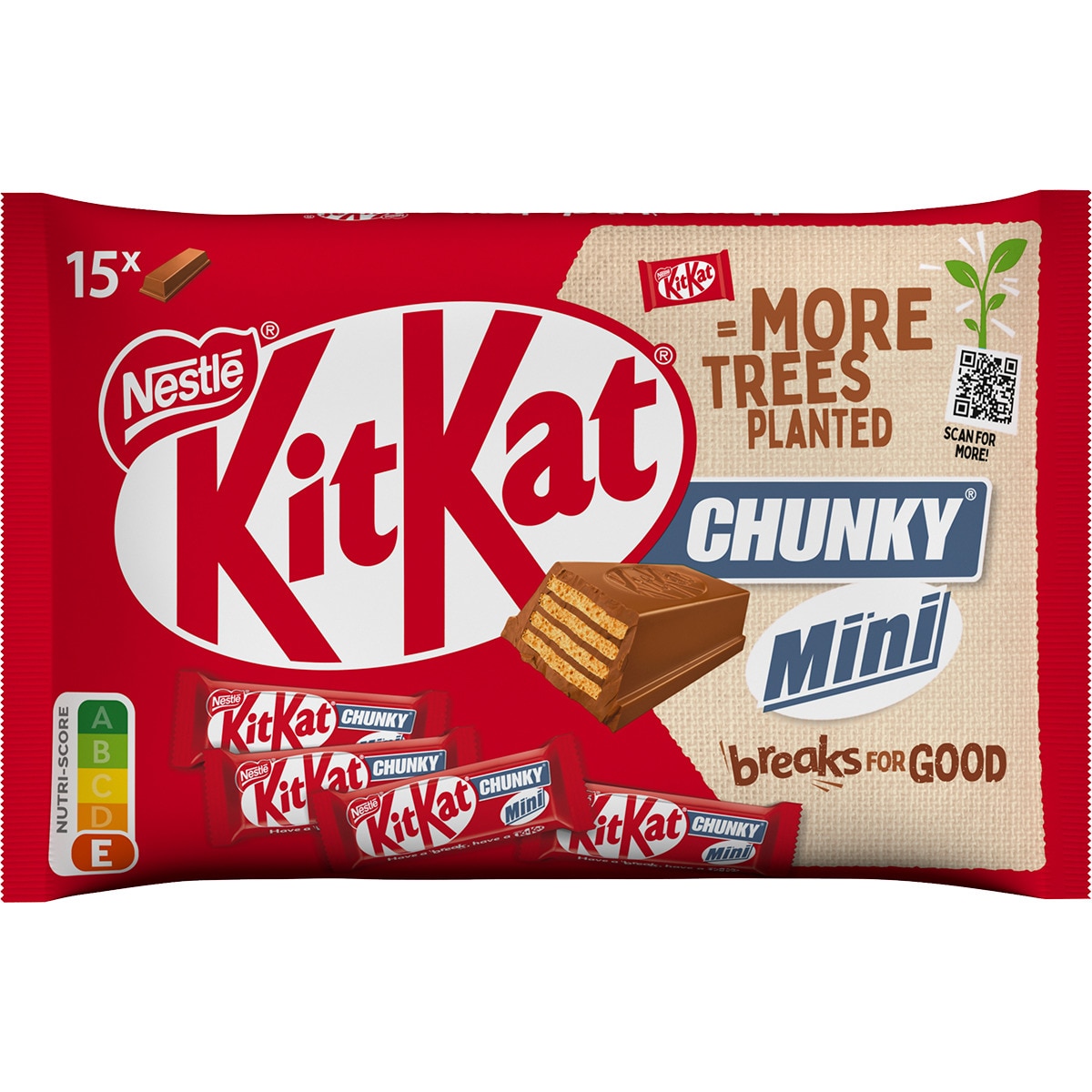 Snacks Kit Kat de Chocolate Mini Chunky 15 unidades embalagem 250 g