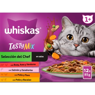 Alimento Húmido para Gato Tasty Mix Seleção do Chefe Pack 12 unidades embalagem 1.020 g - Whiskas