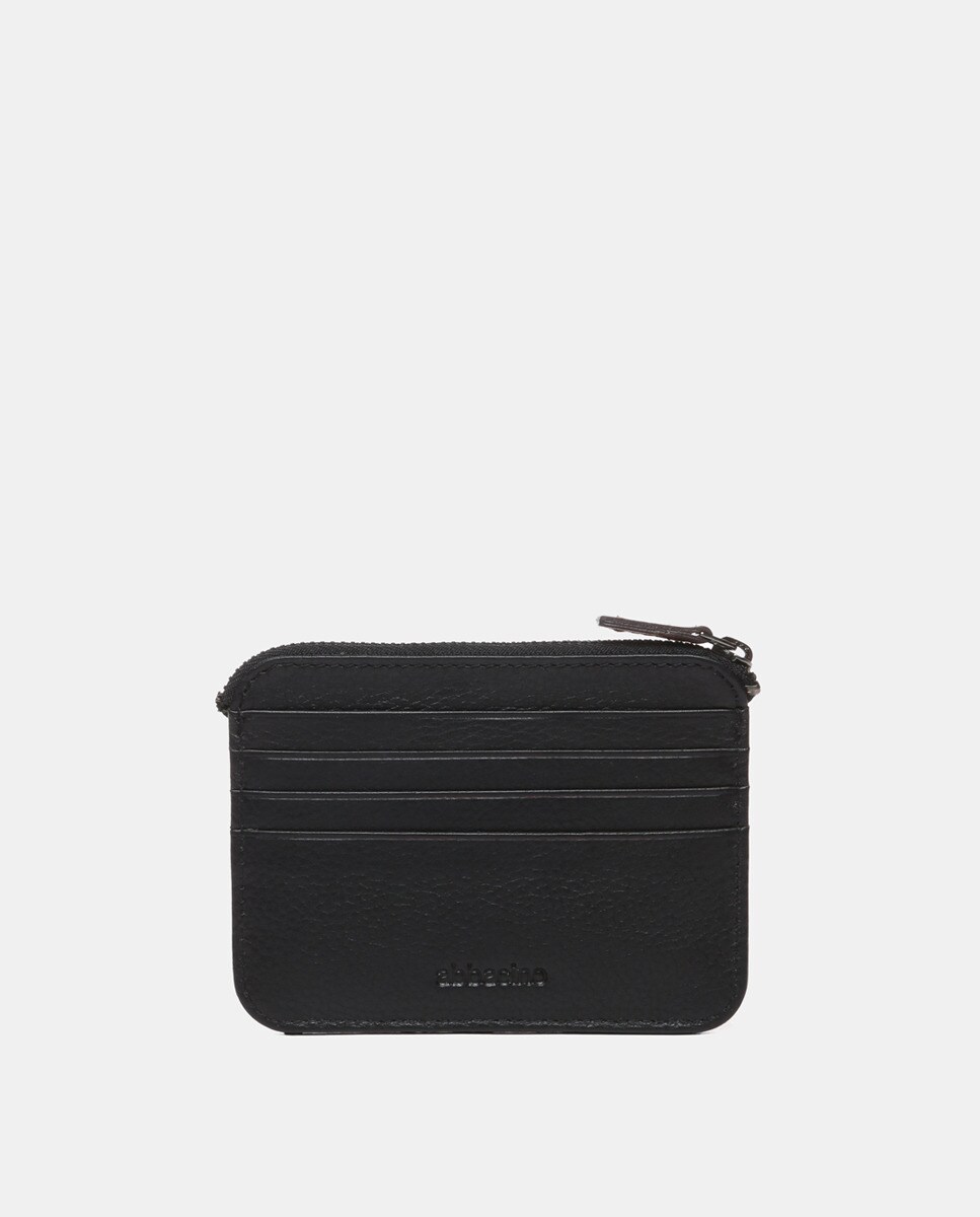 Porta-Moedas-Porta-Cartões em Pele - Preto Preto-1