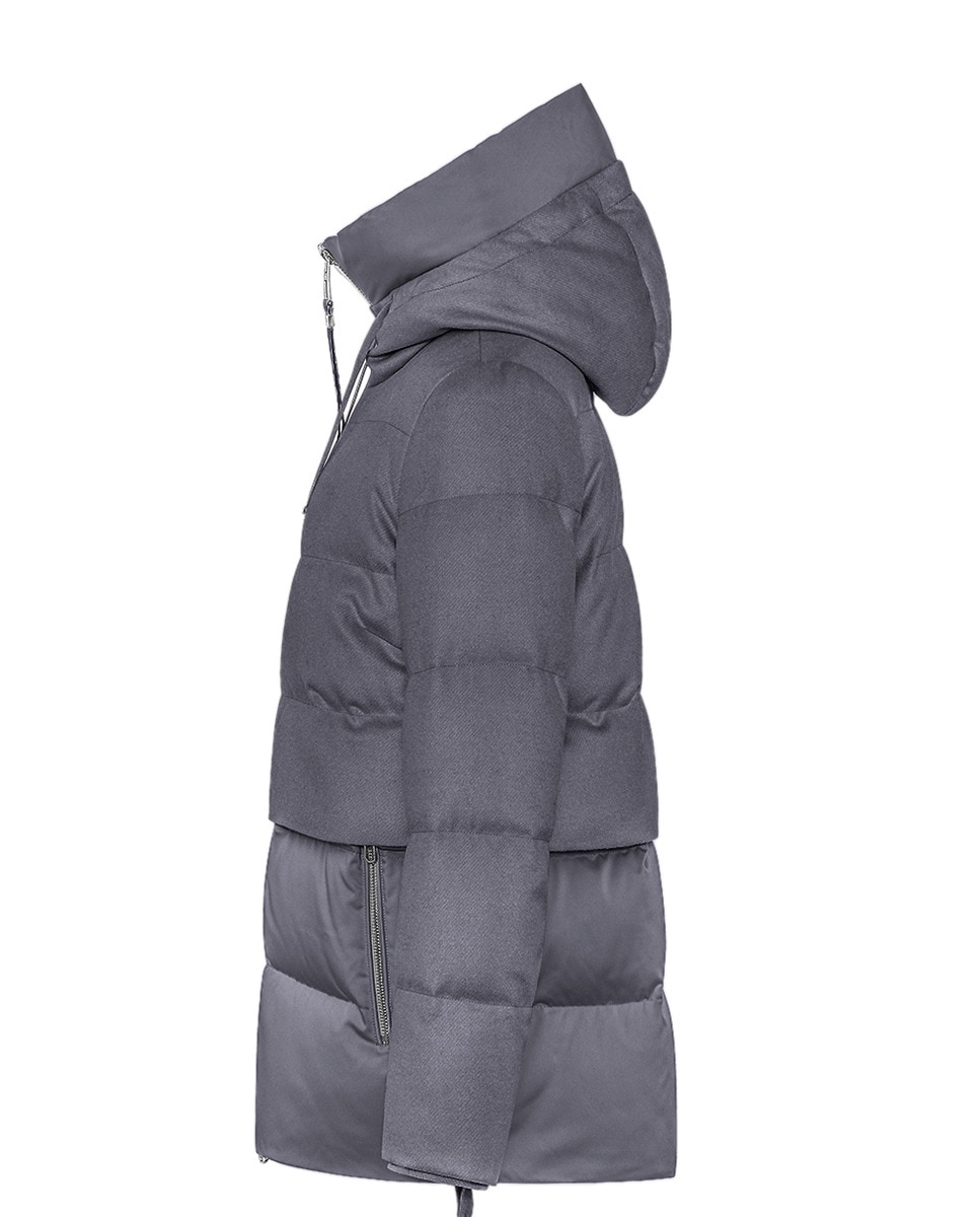 Blusão Acolchoado Bimaterial com Capuz Azul-claro-7