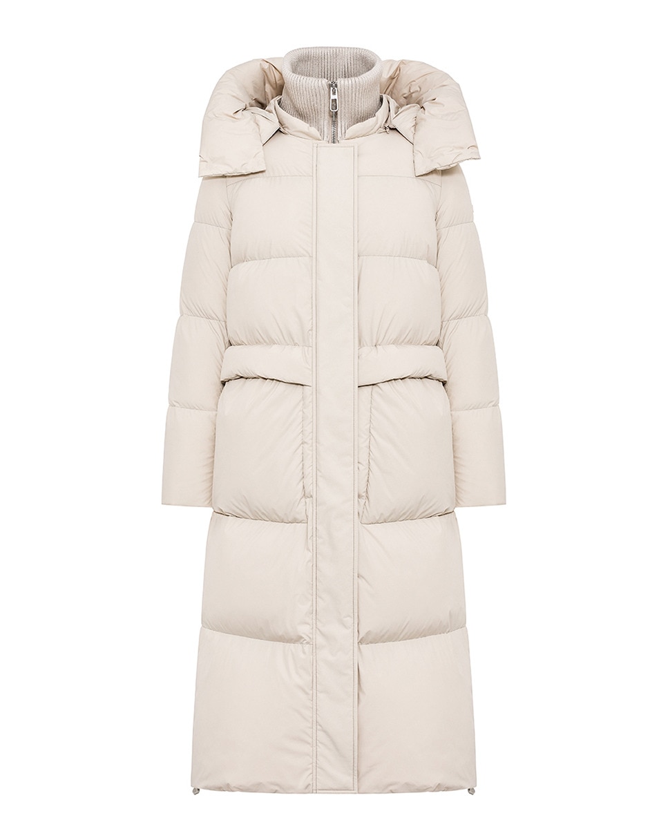 Blusão Acolchoado com Capuz Ultraligeiro Creme-5