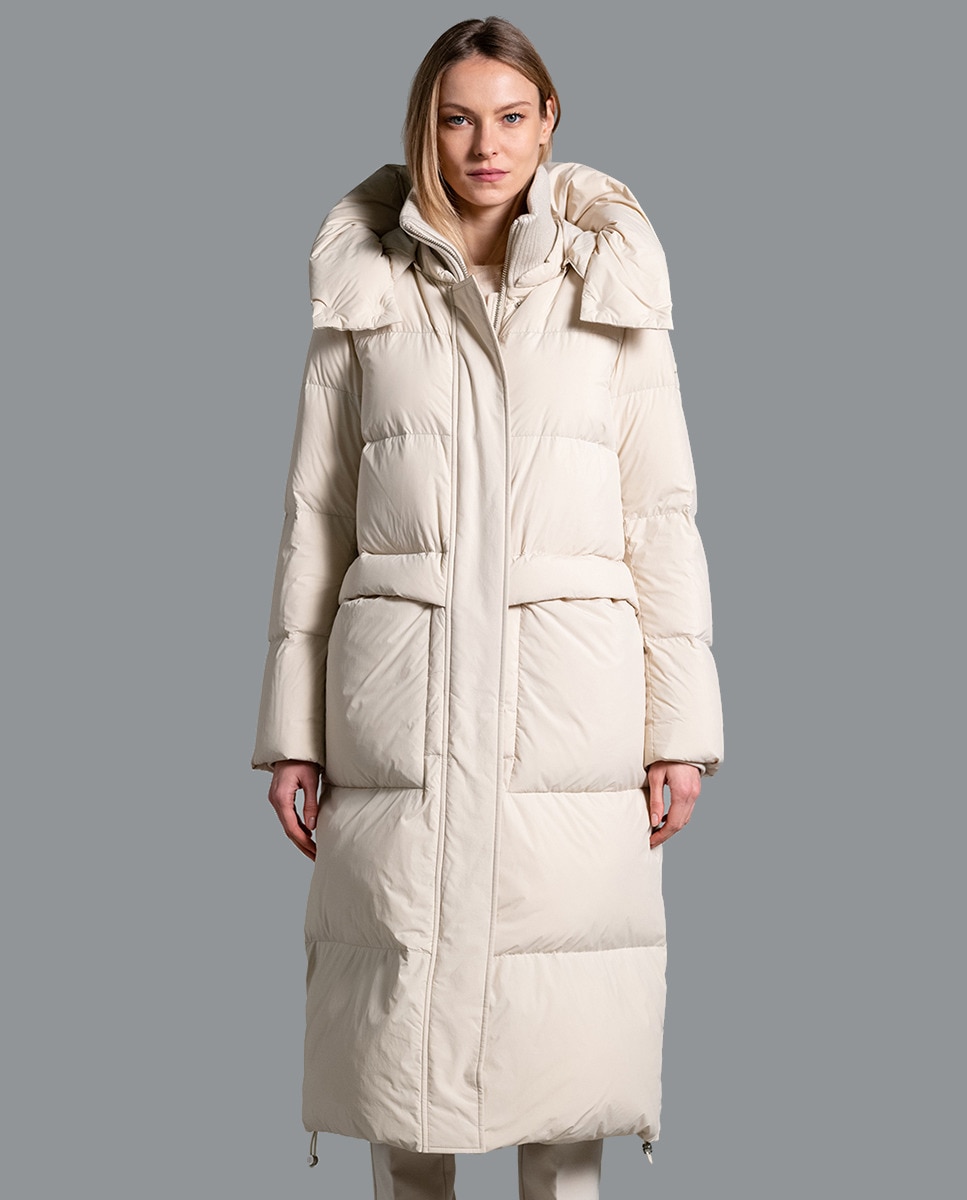 Blusão Acolchoado com Capuz Ultraligeiro Creme-1