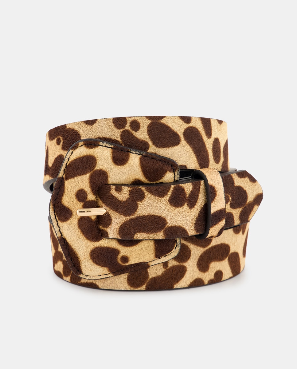 Cinturón de piel imitación leopardo Marrón-1