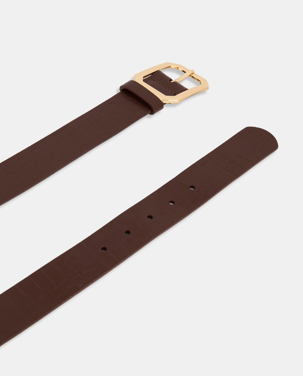 Cinturón mujer de piel grabada Marrón-2