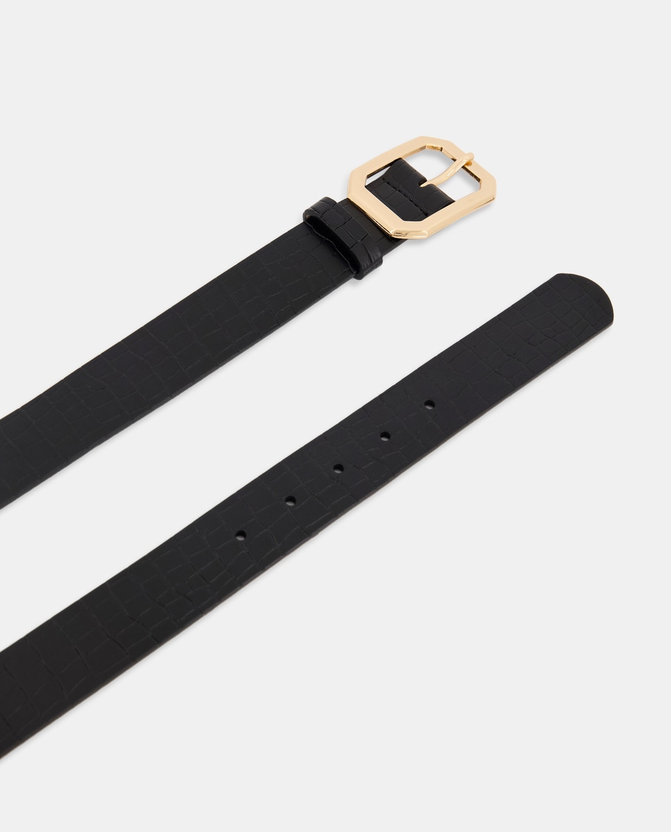 Cinturón mujer de piel grabada Negro-2