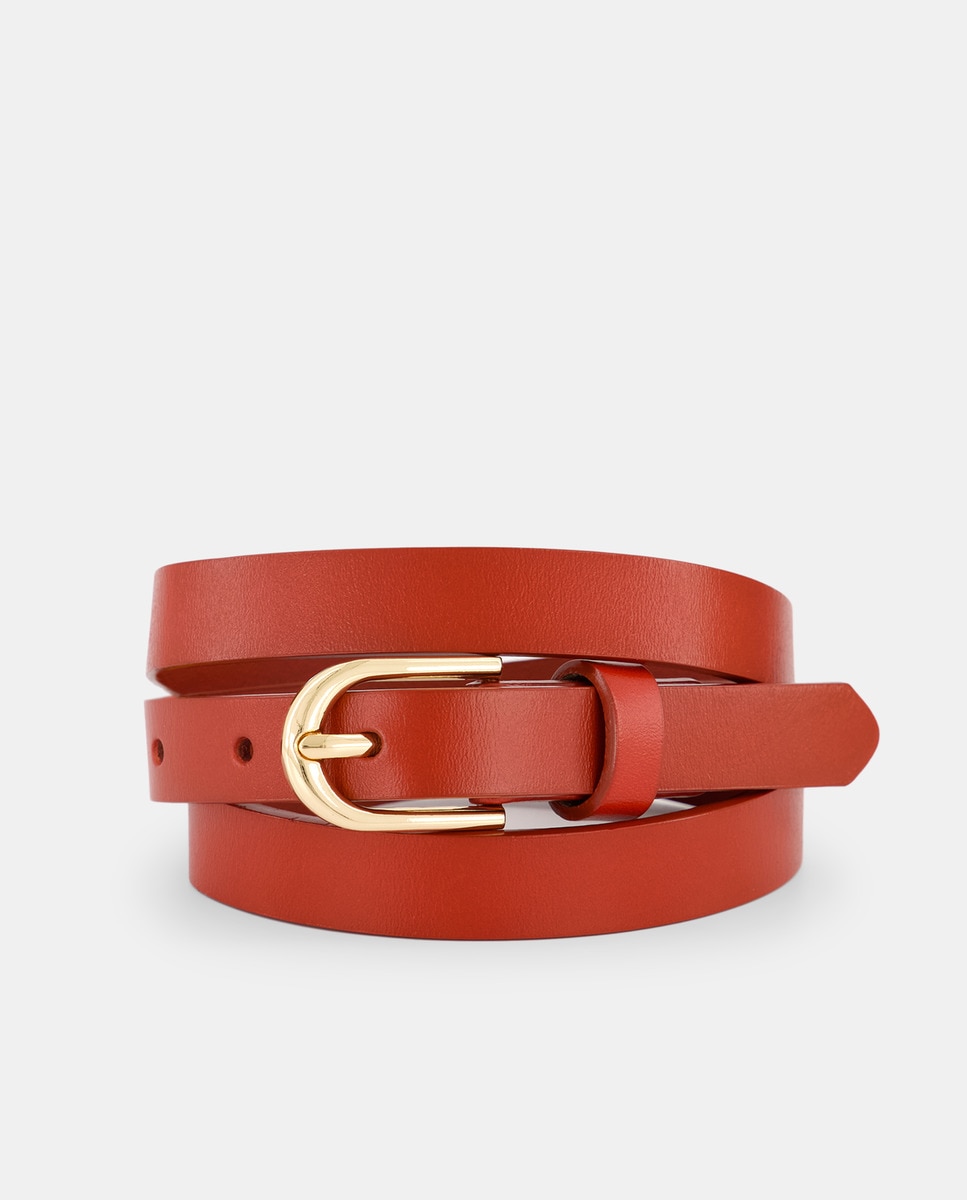 Cinturón  mujer de piel fino Tabaco-1