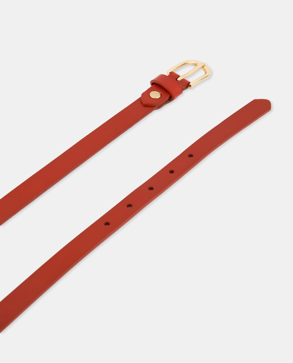 Cinturón  mujer de piel fino Tabaco-2