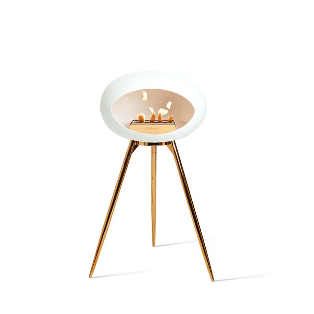 Imagen 0 de Biochimenea Bioetanol Ground High Cúpula Blanca - Bol Dorado - Patas doradas