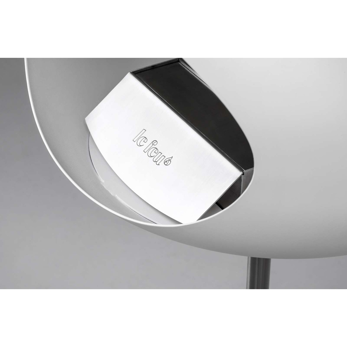 Biochimenea Bioetanol Ground Steel Low Cúpula Blanca - Poste Acero - Plato Acero Blanco / Acero-3