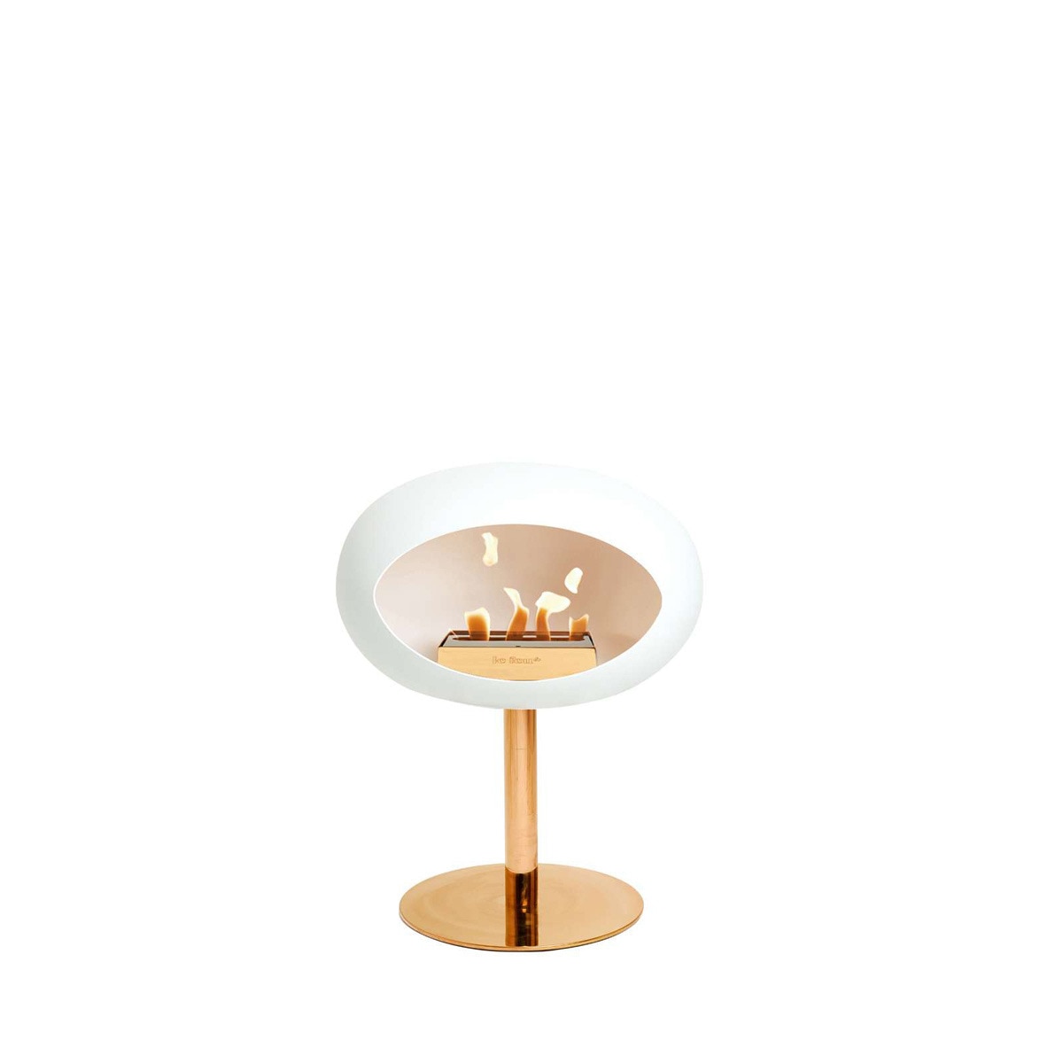 Imagen 0 de Biochimenea Bioetanol Ground Steel Low Cúpula Blanca - Poste Dorado - Plato Dorado