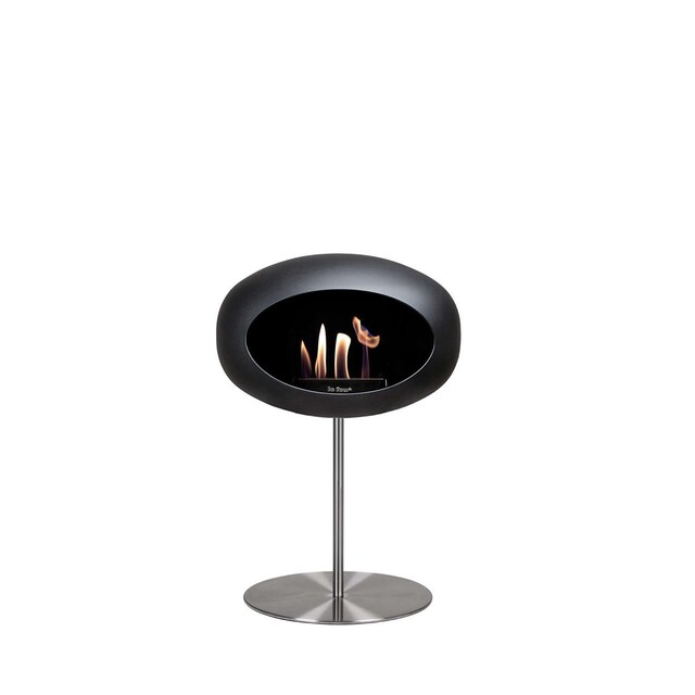 Imagen 0 de Biochimenea Bioetanol Ground Steel Low Cúpula Negra - Poste Acero - Plato Acero