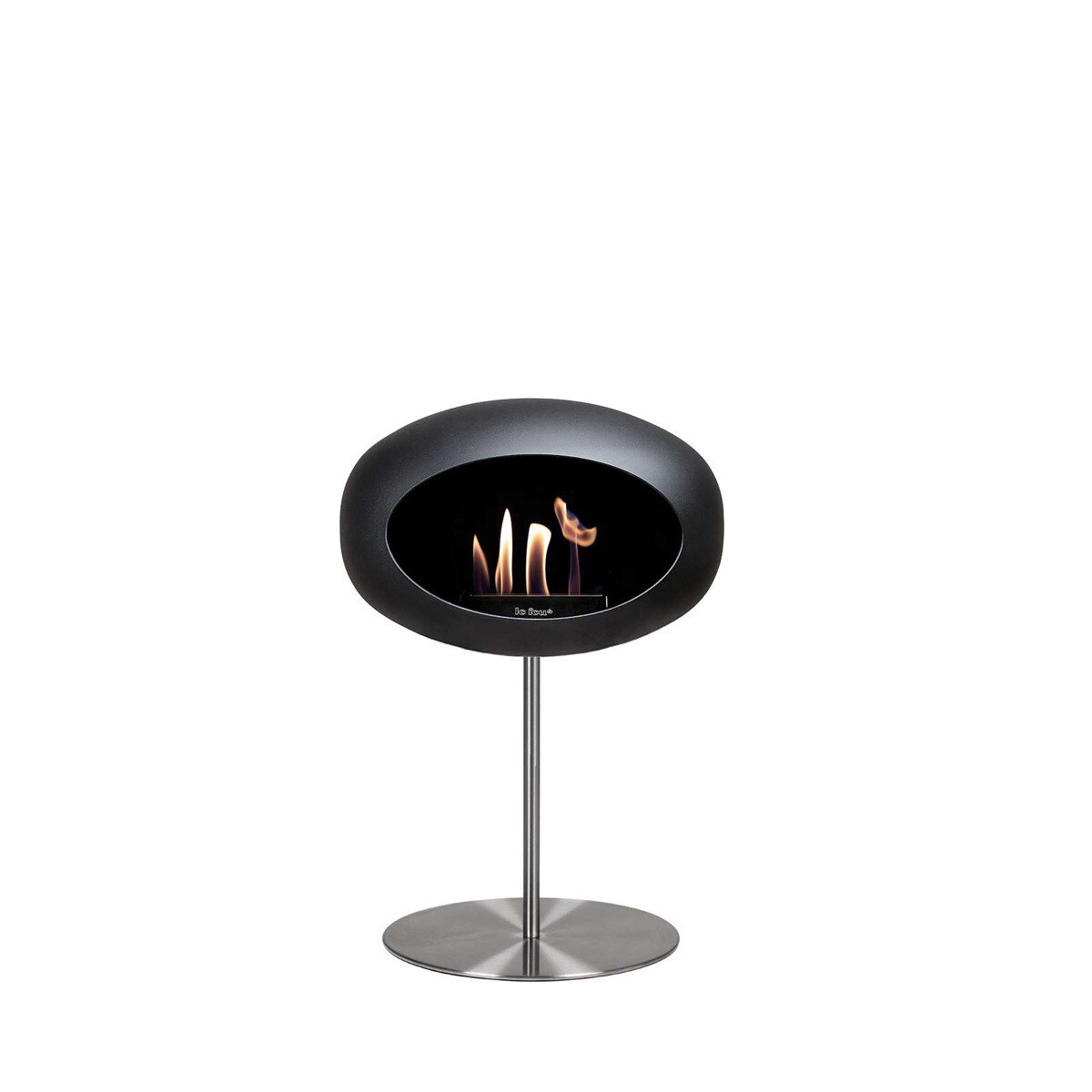 Biochimenea Bioetanol Ground Steel Low Cúpula Negra - Poste Acero - Plato Acero Negro / Acero-1