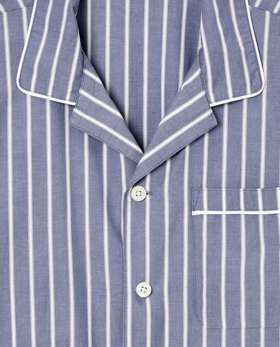 Pijama abierto algodón hombre Azul-4