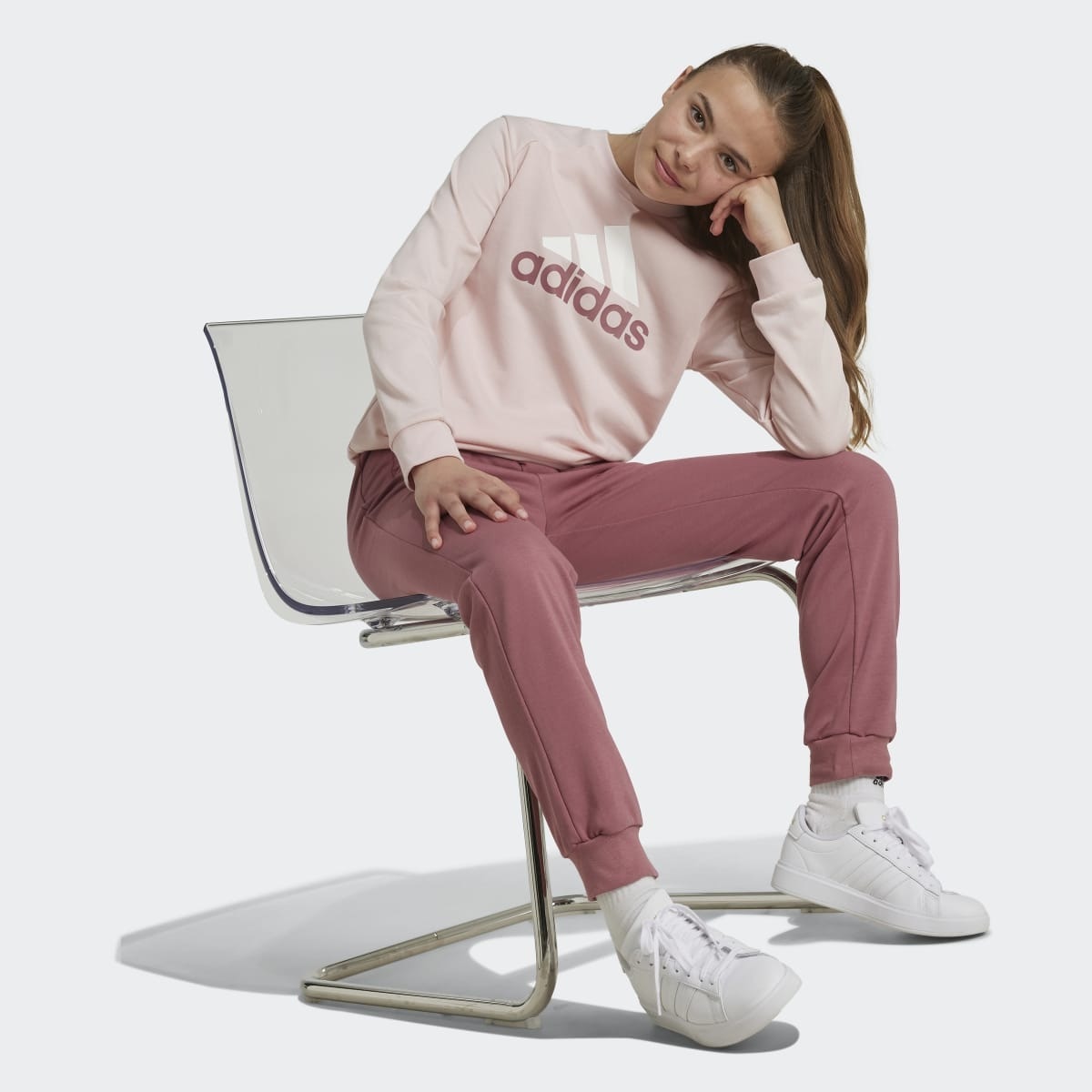 Fato de Treino de Criança Essentials Big Logo French Terry Rosa-5