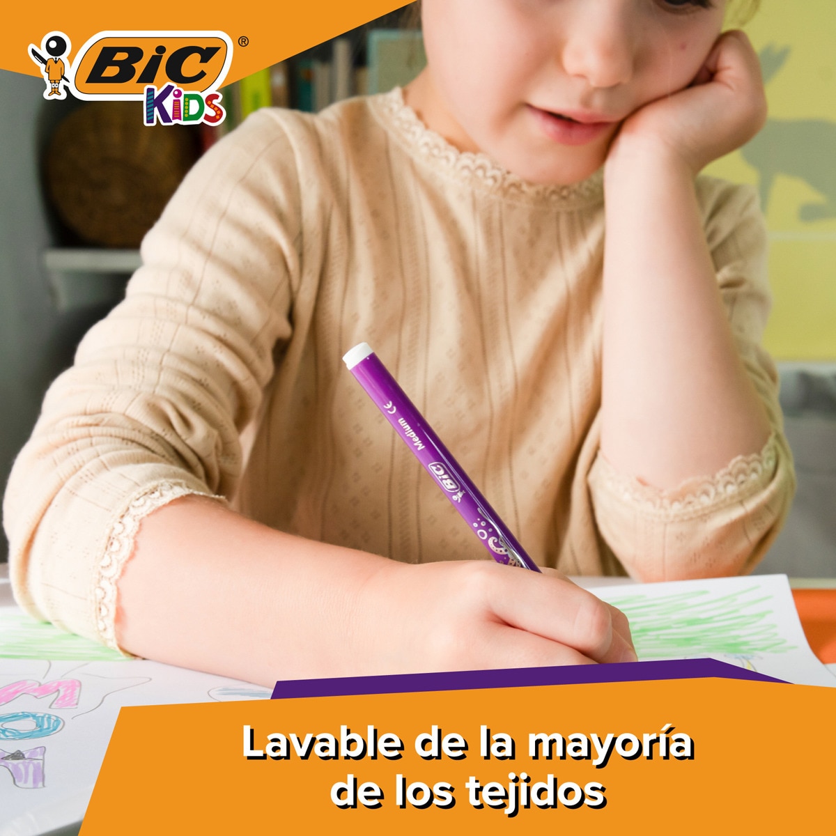 Pack de 10+2 rotuladores de colores lavables para niños Kids couleur BIC 2