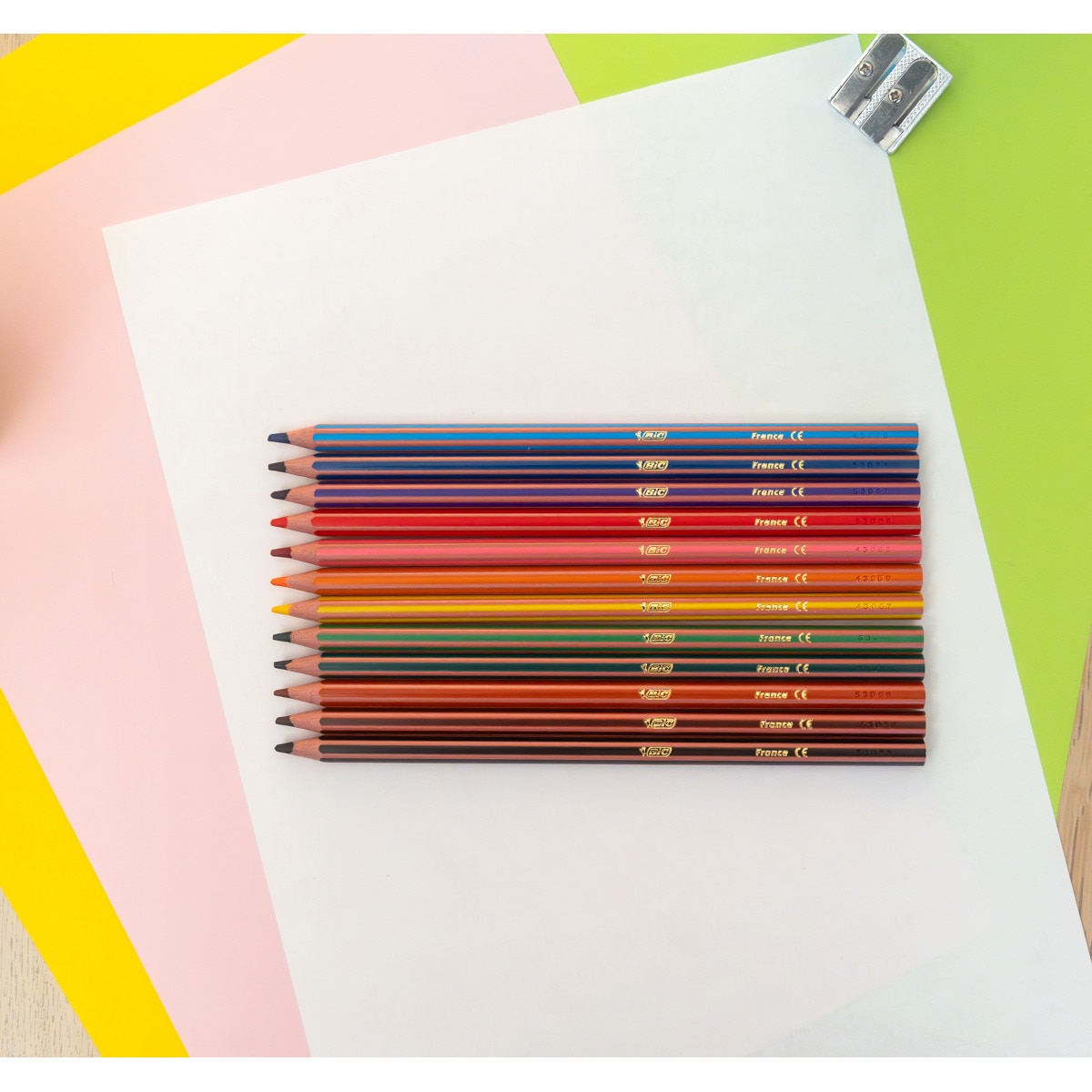 Pack 12 lápices de colores para niños para colorear kids evolution stripes BIC 6