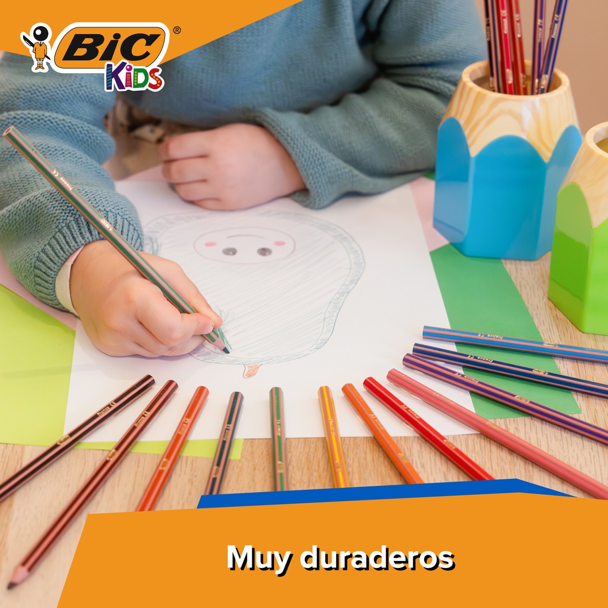 Pack 12 lápices de colores para niños para colorear kids evolution stripes BIC 4