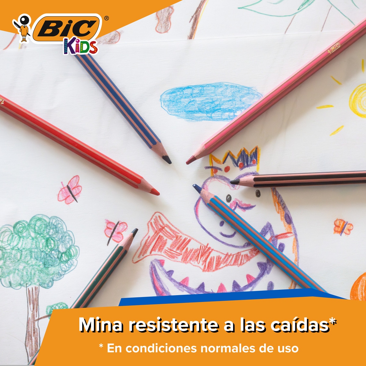 Pack 12 lápices de colores para niños para colorear kids evolution stripes BIC 2
