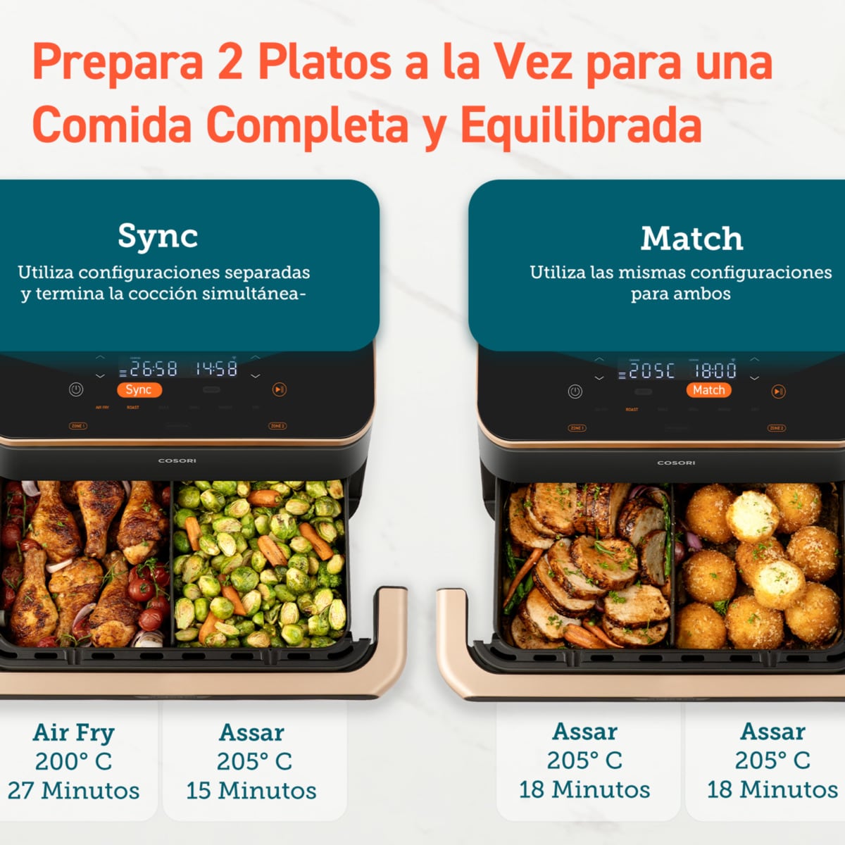 Fritadeira  Air Fryer Cososri Dual Blaze TwinFry? Chef Edition KOSP0027EUN sem Óleo de 10 Litros - Preto Preto-8