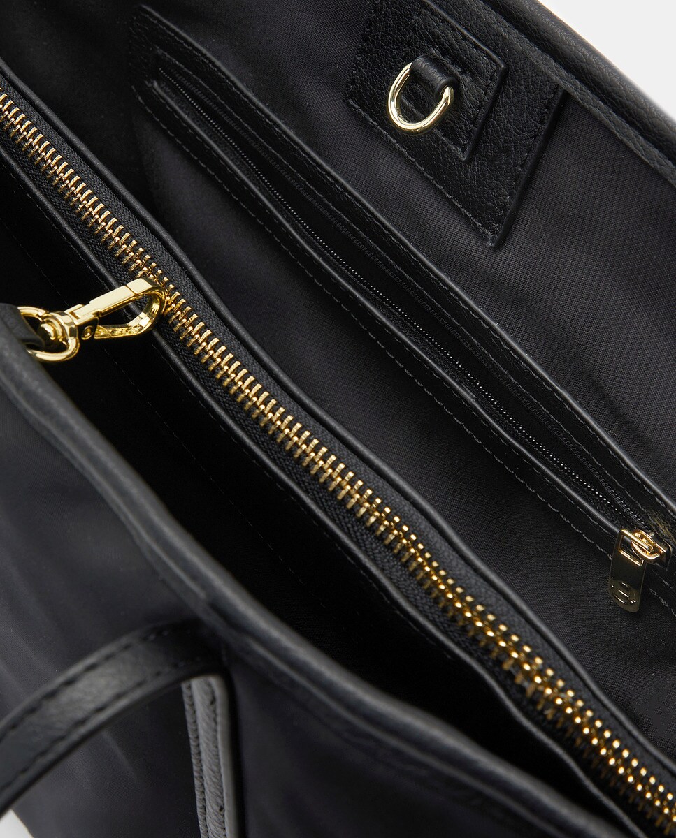 Mala a Tiracolo com Tiras e em Nylon Preto-3