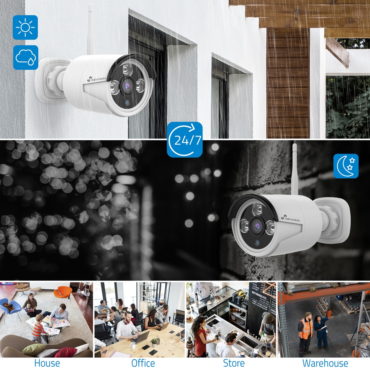 Cámara de vigilancia exterior Nivian IPC-0H3-L Motorizada, WiFi, Half 4K, Detección Humana AI y Autotracking Blanco-4