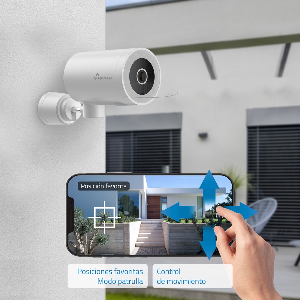 Cámara de vigilancia exterior Nivian IPC-0H3-L Motorizada, WiFi, Half 4K, Detección Humana AI y Autotracking Blanco-5