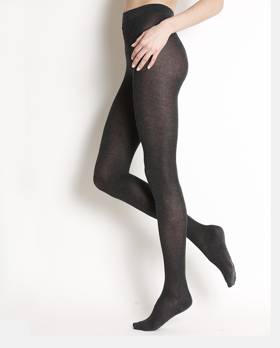 Collants lisos de mulher Bleuforêt de algodão Cinzento-1