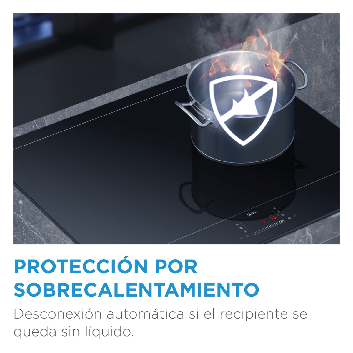 Placa modular Midea con 2 zonas de cocción - MIH350D157K0 Cristal negro-8