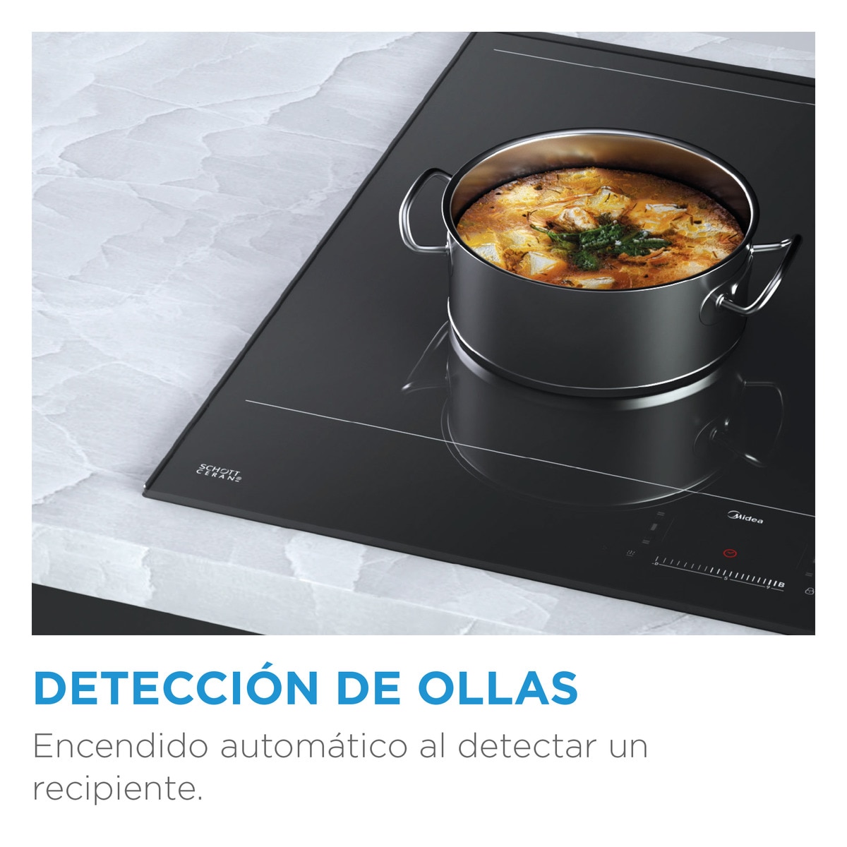 Placa inducción Midea con 3 zonas de cocción - MIH740T467K0 Cristal negro-10