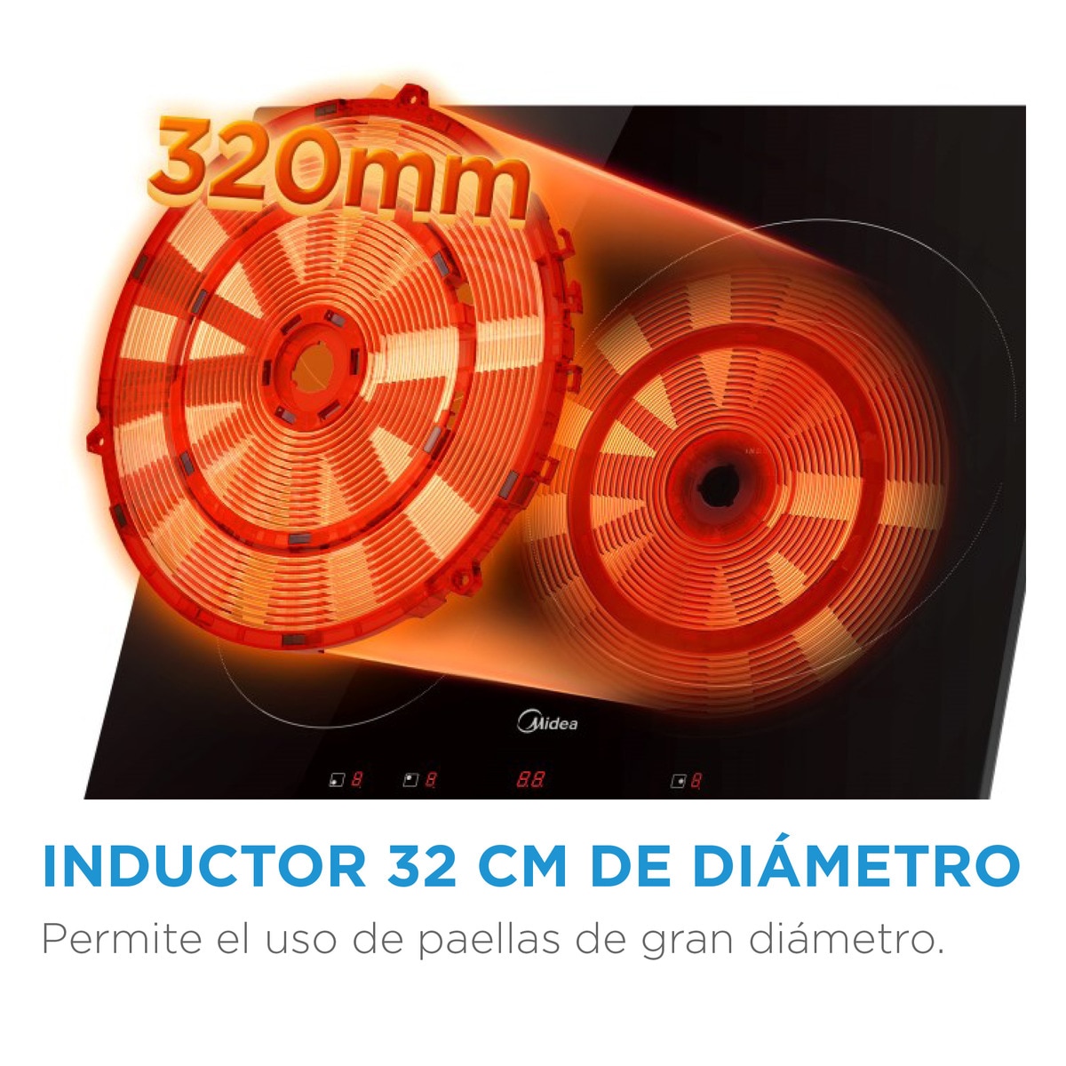 Placa inducción Midea con 3 zonas de cocción - MIH740T467K0 Cristal negro-9