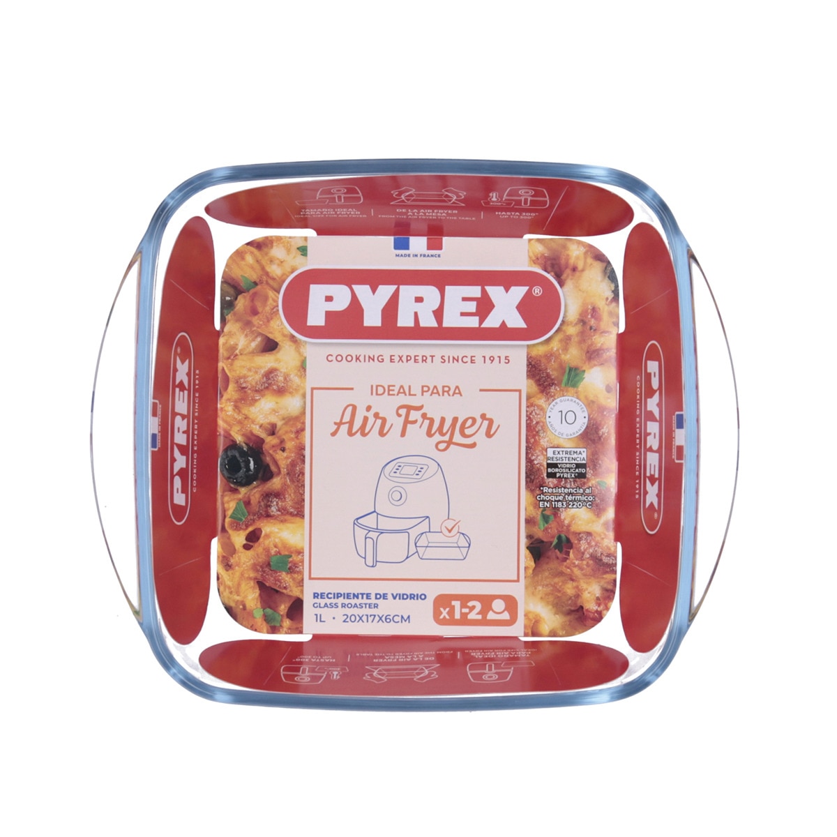 Travessa de Vidro Quadrada para Air Fryer Transparente-3